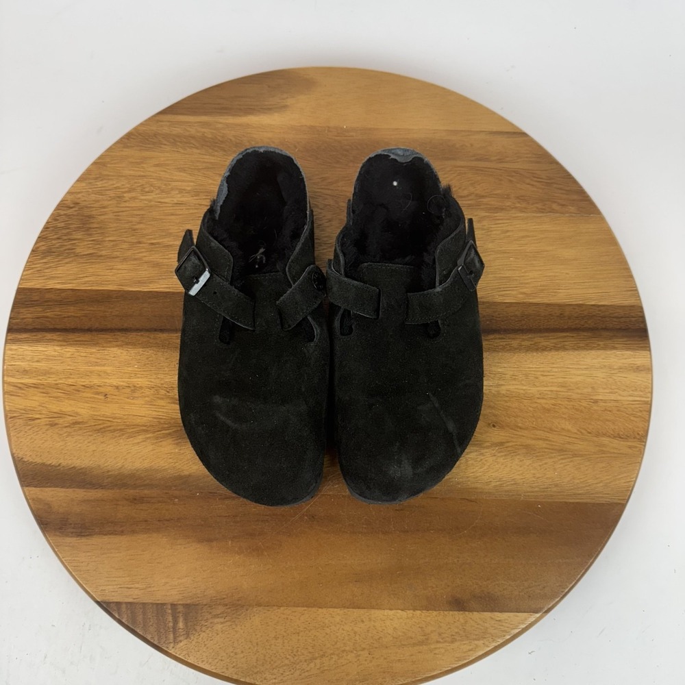 Womens Birkenstock Boston Lined Black Suede Casual Comfort Clogs Size EU 36 US 5